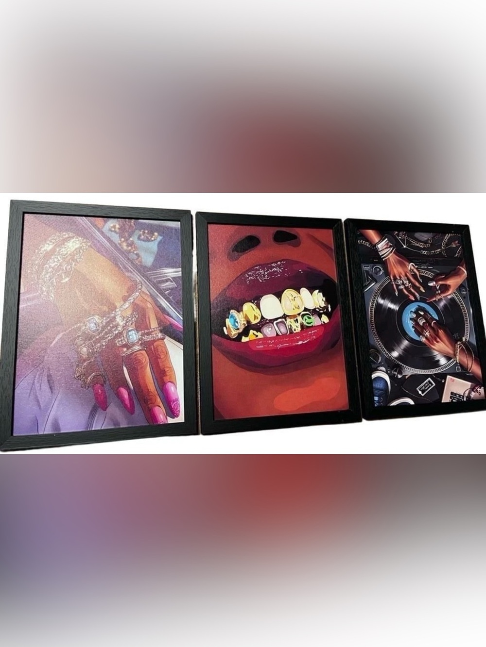 Hip Hop DJ Abstract Fashion Canvas Wall Art Set of 3 16x12